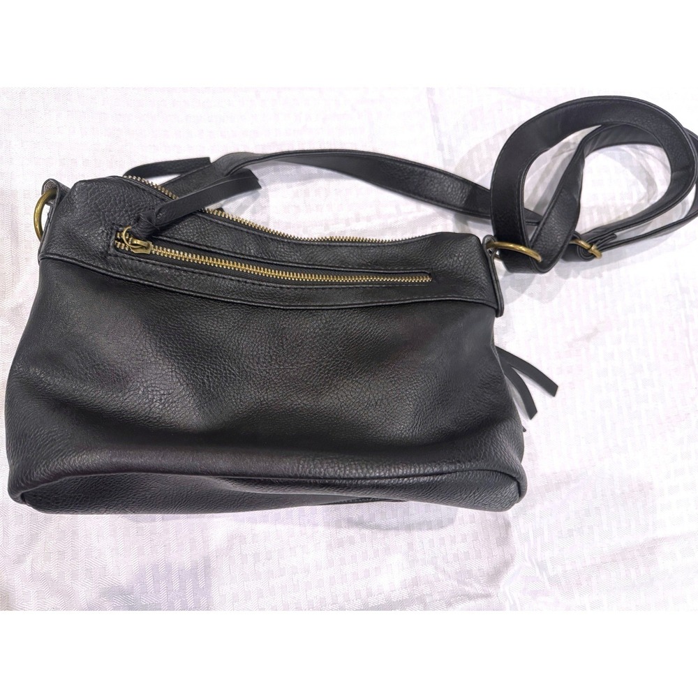Rein & Bridle Leather Crossbody Bag Black Tooled Floral Embossed Boho Purse‎ - Picture 10 of 10